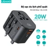 Cốc sạc nhanh USAMS 20W USB Type C đa năng EU US AU UK, phù hợp iPhone Android iPad Laptop, giá ưu đãi 269.500đ