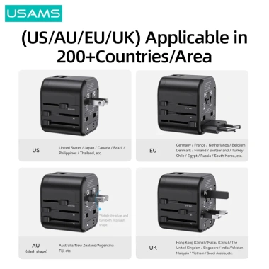 Cốc sạc nhanh USAMS 20W USB Type C đa năng EU US AU UK, phù hợp iPhone Android iPad Laptop, giá ưu đãi 269.500đ 6