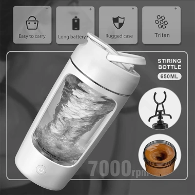 Cốc shaker điện tự động Tritan sạc lại: Lắc protein, nước, du lịch thể thao, giảm 20% 6