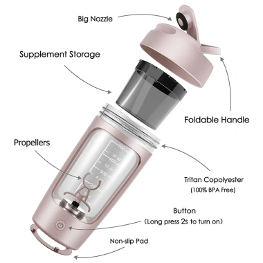 Cốc shaker điện tự động Tritan sạc lại: Lắc protein, nước, du lịch thể thao, giảm 20% 8