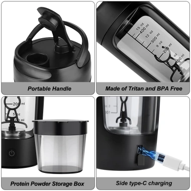 Cốc shaker điện tự động Tritan sạc lại: Lắc protein, nước, du lịch thể thao, giảm 20% 9