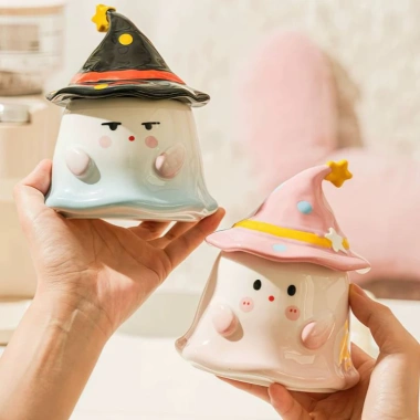 Cốc sứ 360ml Hình Con Ma Vui Vẻ có nắp - Hộp quà sang trọng, quà tặng cao cấp 115k