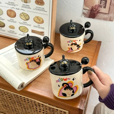 Cốc sứ 400ml hình mèo dễ thương - Quà sinh nhật, ngày tình nhân, hộp quà tặng cao cấp HMB 4