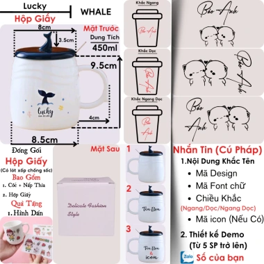 Cốc sứ Blue Whale cá nhân hoá khắc tên – Set quà tặng sinh nhật người yêu, bạn thân, giá 89.000₫ 10 Cốc sứ Blue Whale cá nhân hoá khắc tên – Set quà tặng sinh nhật người yêu, bạn thân, giá 89.000₫ 10