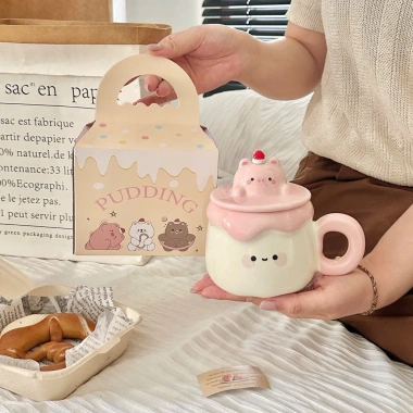 Cốc sứ cute 400ml - Quà tặng nữ, cốc uống nước xinh xắn, giá chỉ 135.000₫ 3