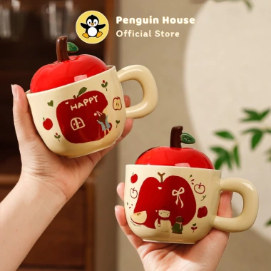 Cốc sứ cute 400ml Quà tặng sinh nhật ly sứ hình quả táo, giá ưu đãi 99.000đ