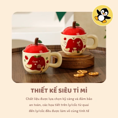 Cốc sứ cute 400ml Quà tặng sinh nhật ly sứ hình quả táo, giá ưu đãi 99.000đ