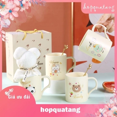 Cốc sứ cute quà sinh nhật, kèm hộp gấu bông & khăn tắm giấy rơm - chỉ 70.000đ 4