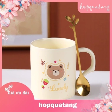 Cốc sứ cute quà sinh nhật, kèm hộp gấu bông & khăn tắm giấy rơm - chỉ 70.000đ 5