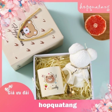 Cốc sứ cute quà sinh nhật, kèm hộp gấu bông & khăn tắm giấy rơm - chỉ 70.000đ 6