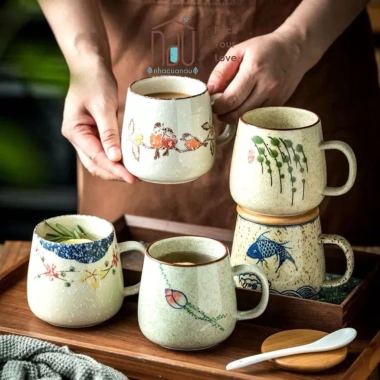 Cốc Sứ Thu Tụy 350ml phong cách Nhật men tiêu - Dùng văn phòng, trà, cafe, quà sinh nhật, giá 25.000 VND