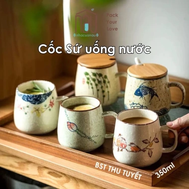 Cốc Sứ Thu Tụy 350ml phong cách Nhật men tiêu - Dùng văn phòng, trà, cafe, quà sinh nhật, giá 25.000 VND