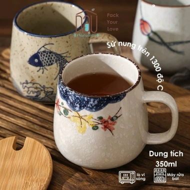 Cốc Sứ Thu Tụy 350ml phong cách Nhật men tiêu - Dùng văn phòng, trà, cafe, quà sinh nhật, giá 25.000 VND