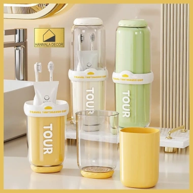 Cốc Súc Miệng Nhựa Cao Cấp Du Lịch 3-4 Cốc – Bộ Đựng Bàn Chải Kem Đánh Răng Hanmala Decor