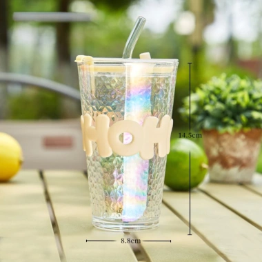 Cốc Thủy Tinh Cầu Vồng BTT020 - Đai Silicon 3D Chống Nóng, Độc Đáo, Đựng Cafe Siêu Xinh, Giá 34.900₫