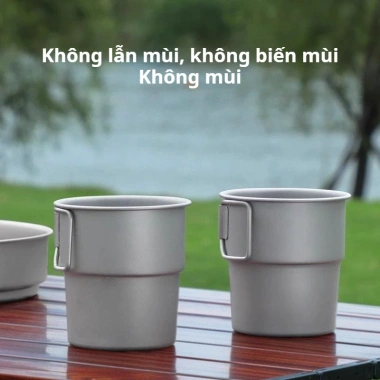 Cốc Titan Gập Tay Kháng Khuẩn Cấp Thực Phẩm Pha Trà Đun Nước Ngoài Trời 77K 3
