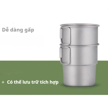 Cốc Titan Gập Tay Kháng Khuẩn Cấp Thực Phẩm Pha Trà Đun Nước Ngoài Trời 77K 6