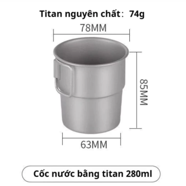 Cốc Titan Gập Tay Kháng Khuẩn Cấp Thực Phẩm Pha Trà Đun Nước Ngoài Trời 77K 7