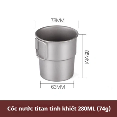 Cốc Titan Gập Tay Kháng Khuẩn Cấp Thực Phẩm Pha Trà Đun Nước Ngoài Trời 77K 8