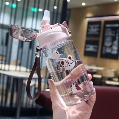 Cốc uống nước KUNHEV 550ml Chai hoạt hình dễ thương du lịch bé, dụng cụ thể thao di động kèm bình sữa
