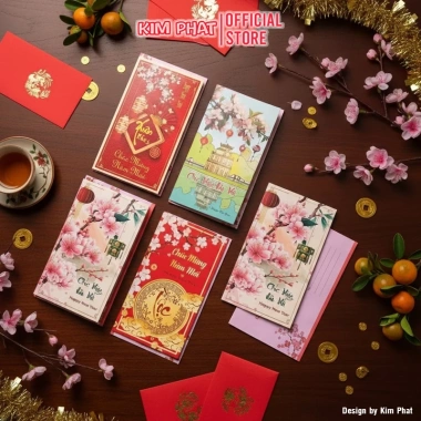 Combo 05 Thiệp Dài Chúc Năm Mới Tết 2.026, Phong Bì Sang Trọng, 30.000đ 2