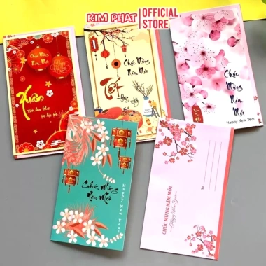 Combo 05 Thiệp Dài Chúc Năm Mới Tết 2.026, Phong Bì Sang Trọng, 30.000đ 4