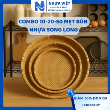 Combo 10-20-50 Mẹt Bún Nhựa Song Long PP An Toàn 28cm Màu Kem Giá 119k Dùng Gia Đình và Quán Ăn 3