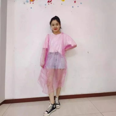 Combo 10 áo mưa nilong nhựa PE nhỏ gọn bỏ túi, trùm đầu 1 lần, phượt - 27.900đ