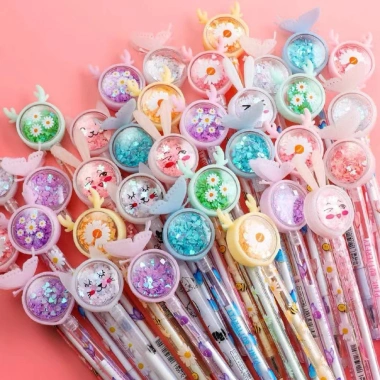 Combo 10 Bút Cute Nhũ Giá Rẻ Sỉ 4k - Đồ Dùng Học Tập Bé, Bút Noel Quà Tặng Học Sinh Giá chỉ 45k 10