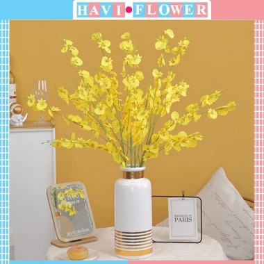 Combo 10 cành Hoa Lan Vũ Nữ 65cm - Hoa giả bền đẹp, sang trọng, quý phái, giá ưu đãi 64k