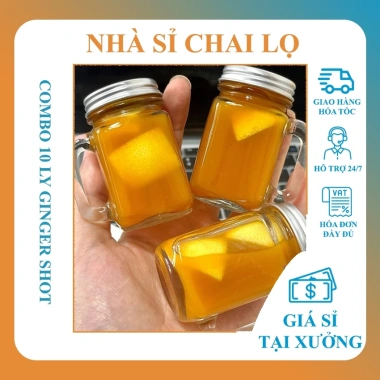 Combo 10 chai Chai thủy tinh GINGER SHOTS 35ml - Quai cầm mini, Đựng gừng, Giá chỉ 115.000 VND