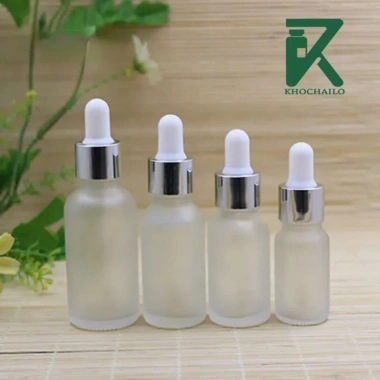 Combo 10 chai Chai thủy tinh tinh dầu serum mờ khoen bạc bóng 5‑100ml, chỉ 62.000₫