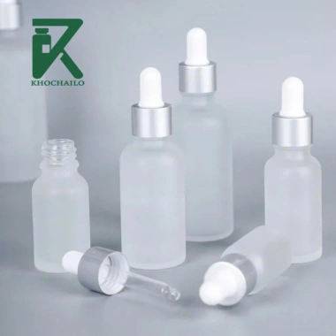 Combo 10 chai Chai thủy tinh tinh dầu serum mờ khoen bạc bóng 5‑100ml, chỉ 62.000₫