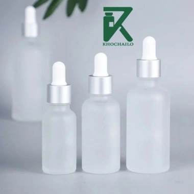 Combo 10 chai Chai thủy tinh tinh dầu serum mờ khoen bạc bóng 5‑100ml, chỉ 62.000₫