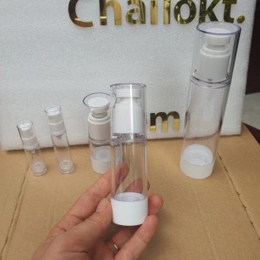 Combo 10 chai chân không 15ml 30ml 50ml, đầu bơm, chailokt - Đựng mỹ phẩm, kem nền, mực, giảm 20%