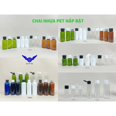 Combo 10 Chai Nhựa Nắp Bật 15‑100ml Cho Chiết Mỹ Phẩm, Nước Hoa Hồng, Nước Tẩy Trang - Giá 35k