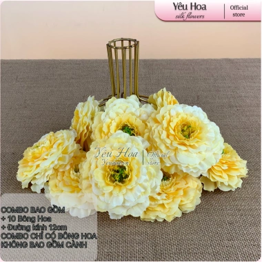 Combo 10 Đầu Bông Hoa Trà Xoăn, Hoa Giả, Hoa Lụa Cắm Bình - Trang Trí Không Gian, Giá Chỉ 20.000đ 2