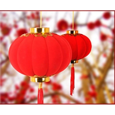 Combo 10 đèn lồng trang trí Tết đỏ bọc vải nhung - Giá ưu đãi 21.000đ