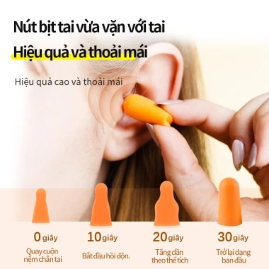 Combo 10 Đôi Nút Bịt Tai AMS Cách Âm Polyurethane Chống Ồn Bảo Vệ Thính Giác 4