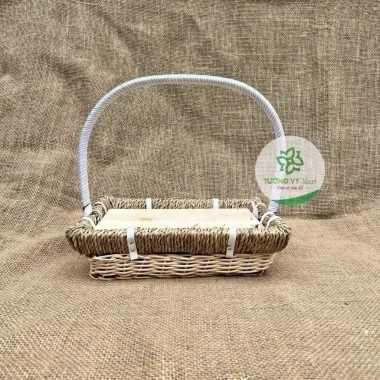Combo 10 giỏ quà Tết Giỏ hoa quả, trái cây, mây viền cói chữ nhật 255 300k