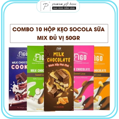 Combo 10 hộp Kẹo Socola Sữa 50% Cacao FIGO - Ăn Vặt Văn Phòng 122.598₫