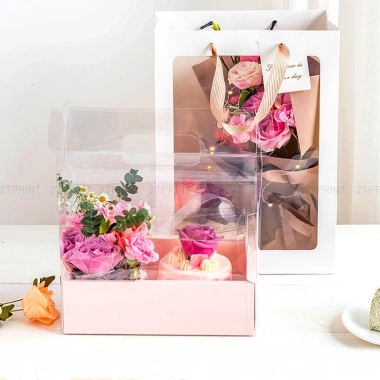 Combo 10 Hộp Mica 2 Ngăn Đựng Bánh Hoa - Set Quà Handmade Màu Hồng Đỏ Vàng Trắng Chữ LOVE - Giá ưu đãi 259.000 VND