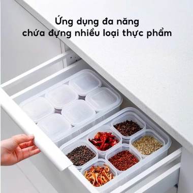 Combo 10 Hộp Nhựa Đựng Thực Phẩm 350ml - Khay 11x11x4.5cm Tủ Lạnh Giá 34.805k 4