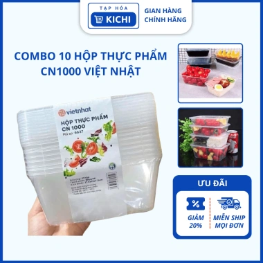 Combo 10 Hộp Nhựa Trong Suốt 1.000ml Bảo Quản Thực Phẩm Giá 55.000đ Kichi