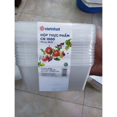Combo 10 Hộp Nhựa Trong Suốt 1.000ml Bảo Quản Thực Phẩm Giá 55.000đ Kichi