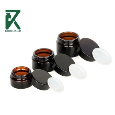 Combo 10 hũ thủy tinh tròn nâu chiết mỹ phẩm đựng kem nắp đen 5-100gr giá ưu đãi 65.000 VND