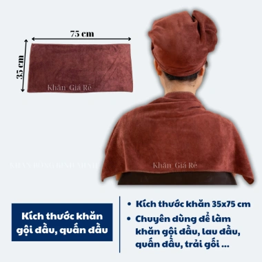 Combo 10 khăn gội đầu salon 35x75 Microfiber mềm mịn thấm hút nước khăn quấn đầu spa dày cao cấp giá 110.000 VND
