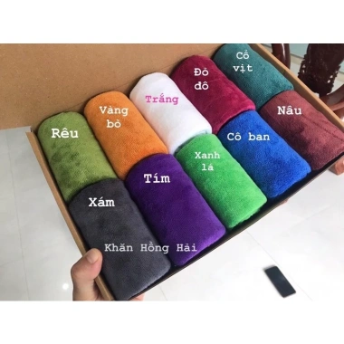 Combo 10 khăn gội đầu siêu thấm hút, không vết, microfiber mềm 35x75cm spa salon tóc 7