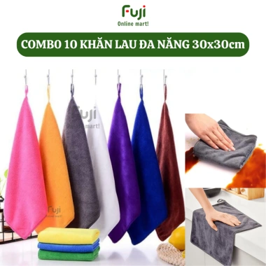 Combo 10 khăn lau 30x30cm - mềm mại, thấm hút, đa năng làm nail, móng, lau bếp, bàn ghế, kính, xe - chỉ 48.200₫