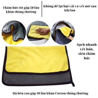 Combo 10 khăn lau đa năng 30x30cm cao cấp không rụng lông - Siêu thấm, dùng cho ô tô, xe hơi, bếp - Giá chỉ 29.000đ 5